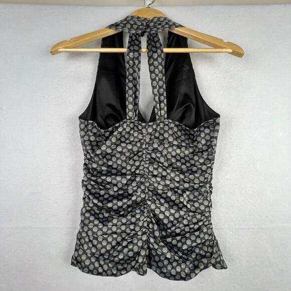 Express Design Studio RETRO Babydoll Y2K Polka Dot Halter V-Neck Size 6 - Picture 2 of 11